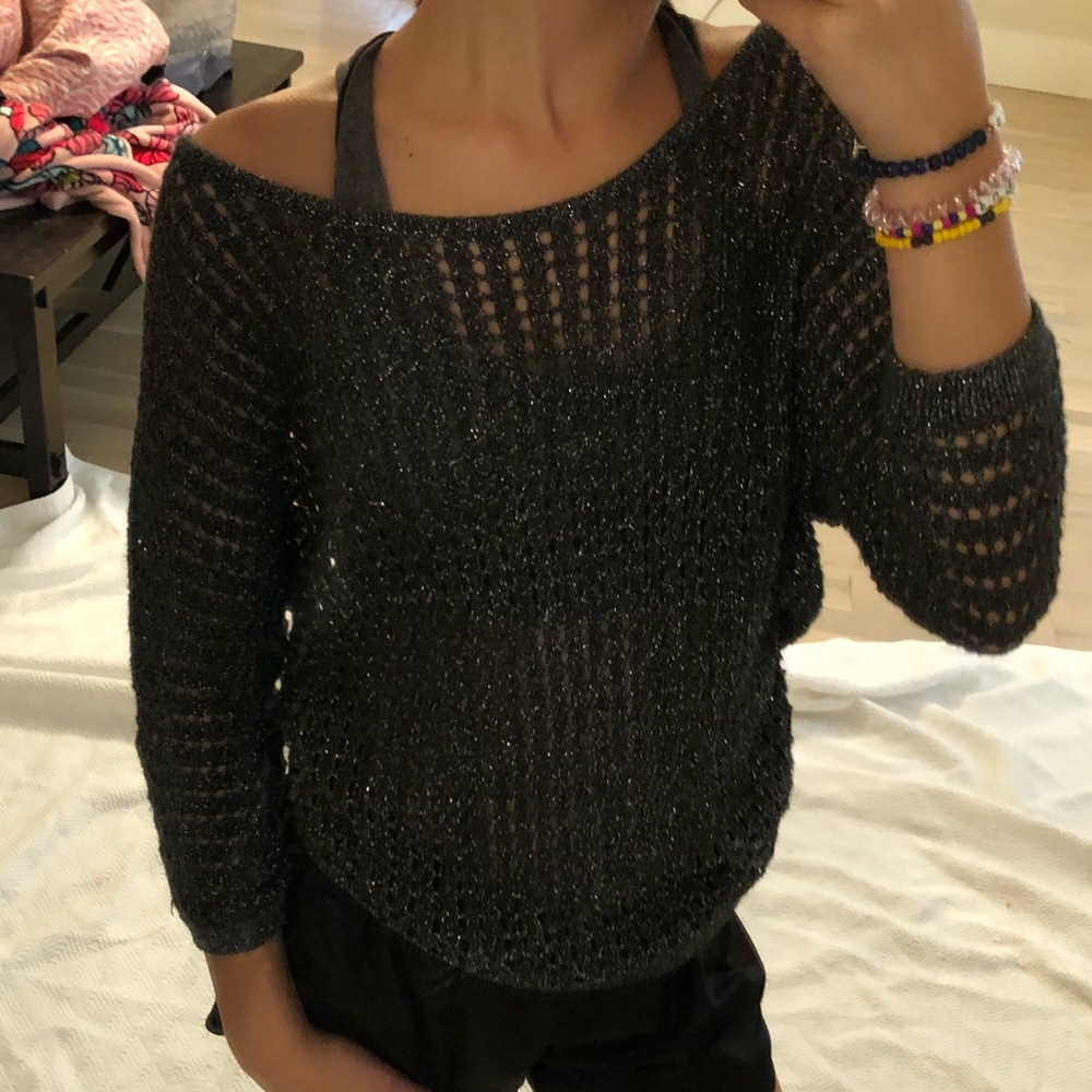 EXPRESS glitter fishnet top